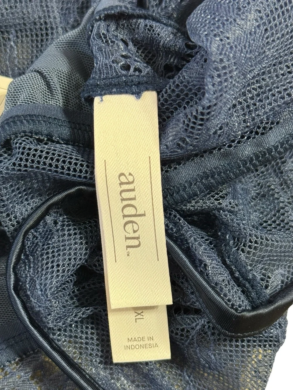 Auden Satin & Lace Unlined Bralette Navy Blue NWT